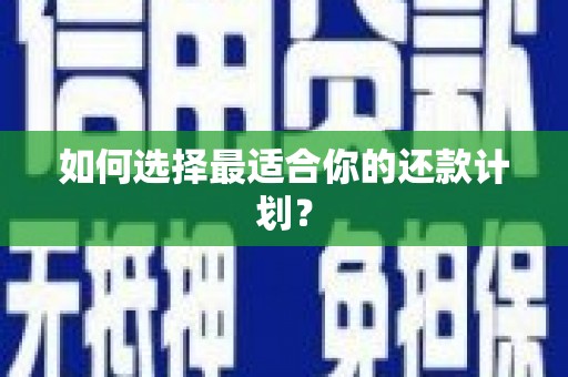 泗礁如何选择最适合你的还款计划？