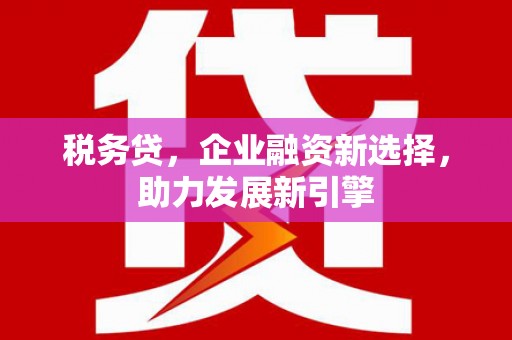 泗礁税务贷，企业融资新选择，助力发展新引擎