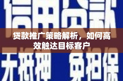 泗礁贷款推广策略解析，如何高效触达目标客户