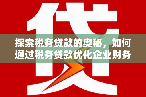 泗礁探索税务贷款的奥秘，如何通过税务贷款优化企业财务