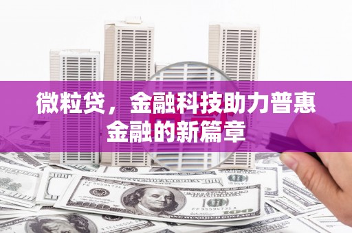 泗礁微粒贷，金融科技助力普惠金融的新篇章