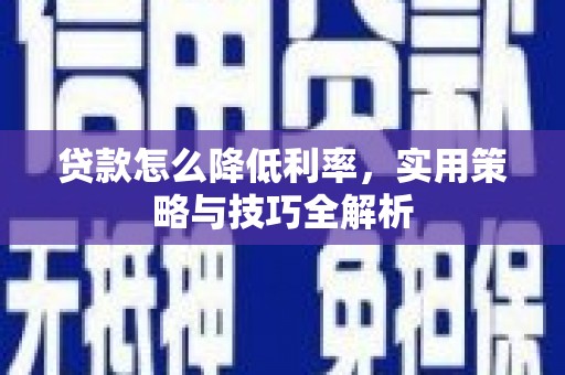 泗礁贷款怎么降低利率，实用策略与技巧全解析