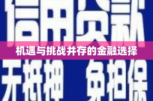 泗礁机遇与挑战并存的金融选择